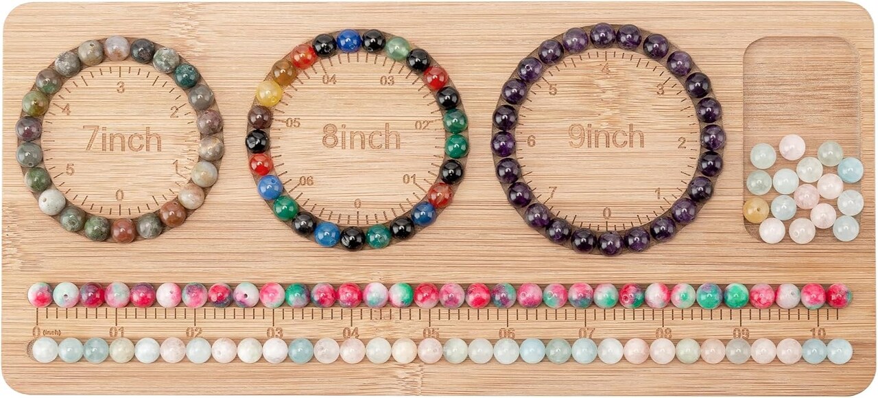 Bead Board for Jewelry Making, Bamboo Beading Board for Bracelet Making, Beads Maker, Bracelet Making Kit, Bead Tray, Bracelet Sizer, Jewelry Making Supplies